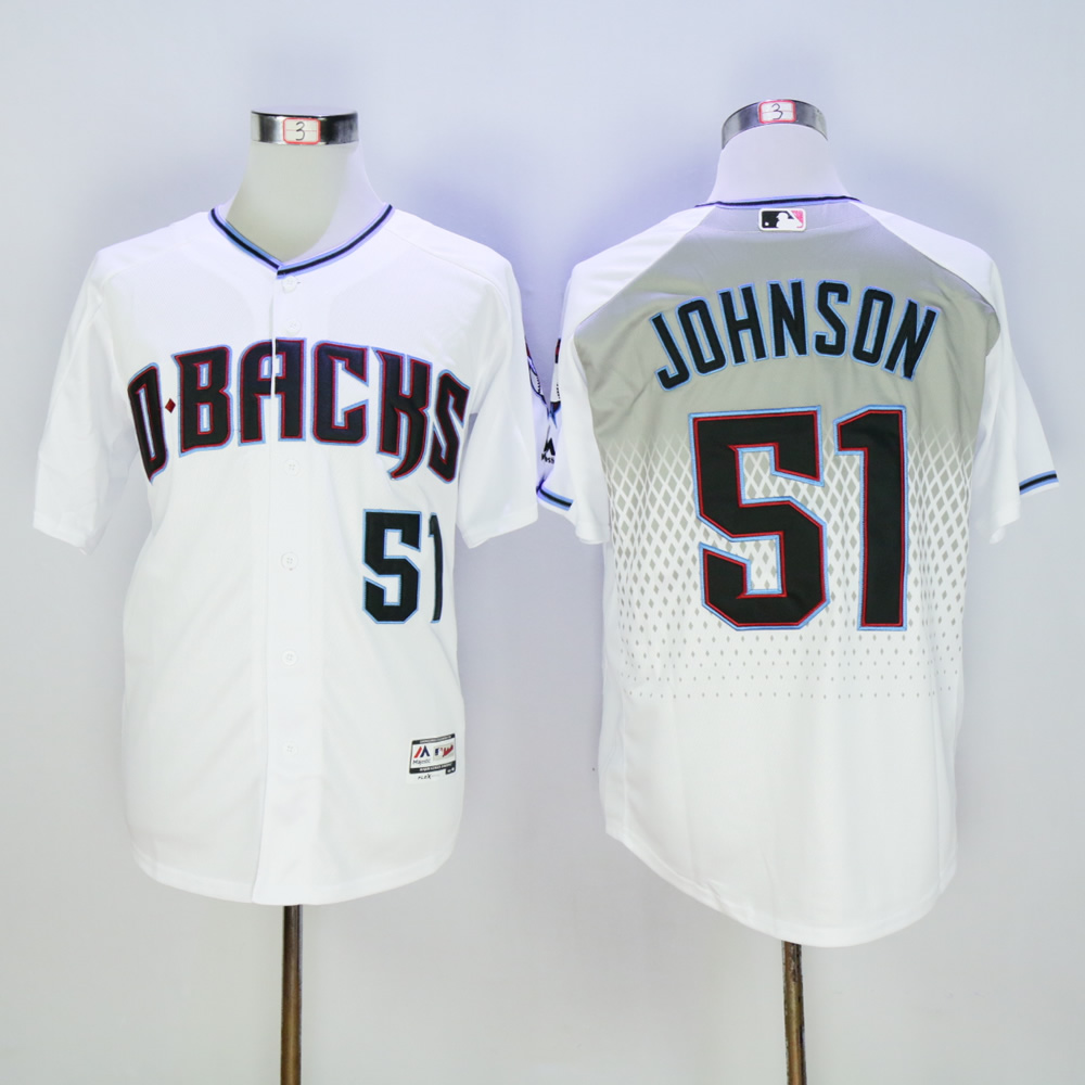 Men Arizona Diamondback #51 Johnson White MLB Jerseys3